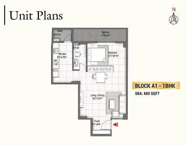 1 BHK Floor Plan