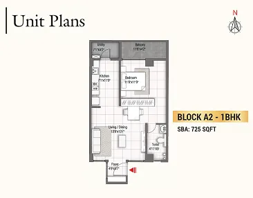 1 BHK Floor Plan