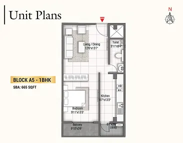 1 BHK Floor Plan