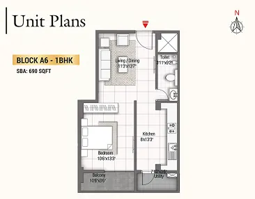 1 BHK Floor Plan