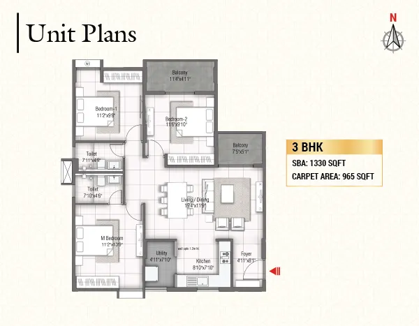 3 BHK Floor Plan